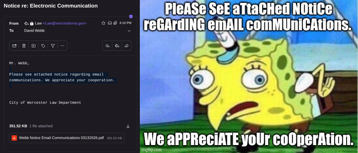 Re: City Blocking my emails
